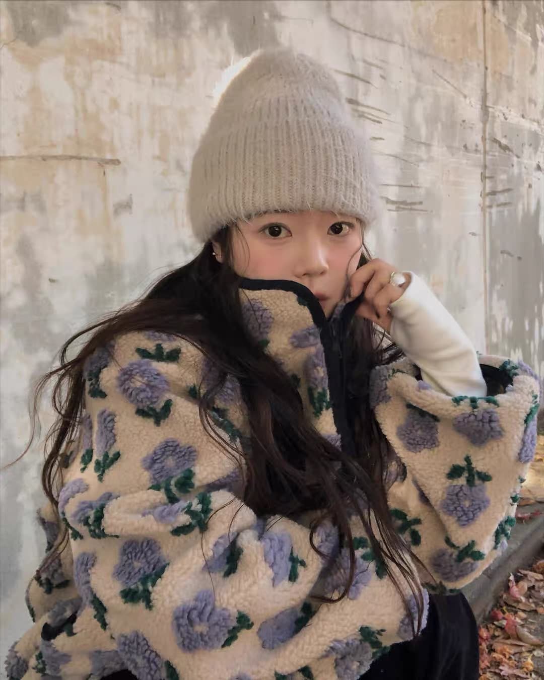 있음 선적 한 부서 색상 3 차원 꽃 배색 다용도 양털 보온 면 옷 이미지 4