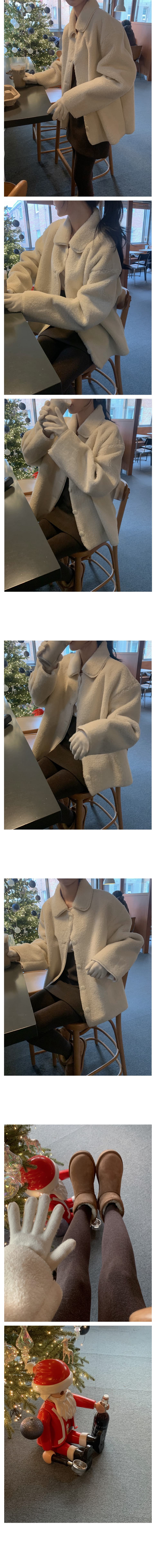 있음 선적 한 부서 클래식 프로필 모양 폴로 칼라 긴팔 루즈핏 양털 플리스 피모 하나 보온 재킷 상세 이미지 3