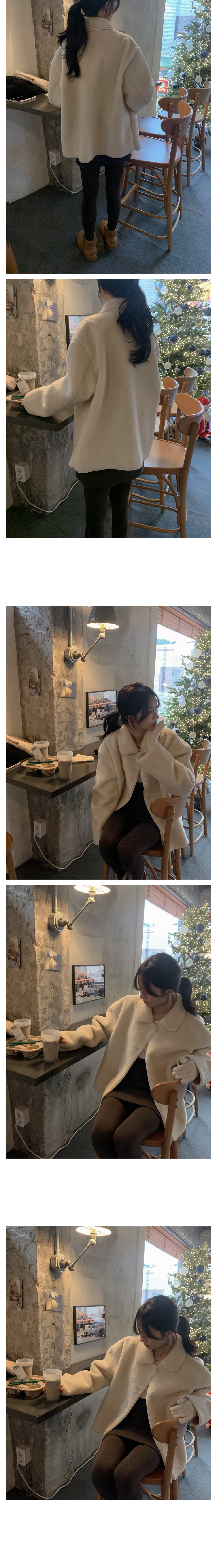 있음 선적 한 부서 클래식 프로필 모양 폴로 칼라 긴팔 루즈핏 양털 플리스 피모 하나 보온 재킷 상세 이미지 4
