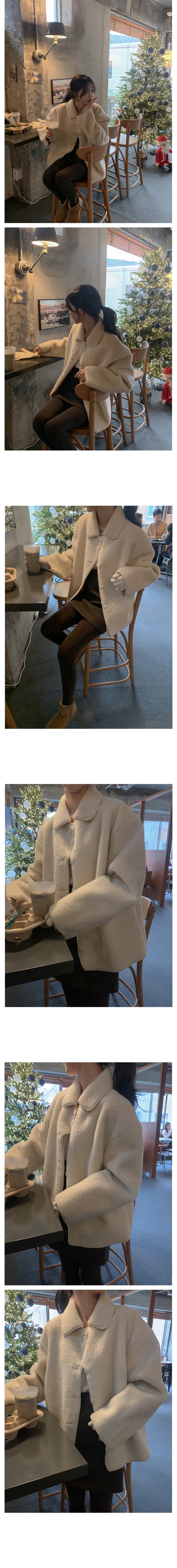 있음 선적 한 부서 클래식 프로필 모양 폴로 칼라 긴팔 루즈핏 양털 플리스 피모 하나 보온 재킷 상세 이미지 5