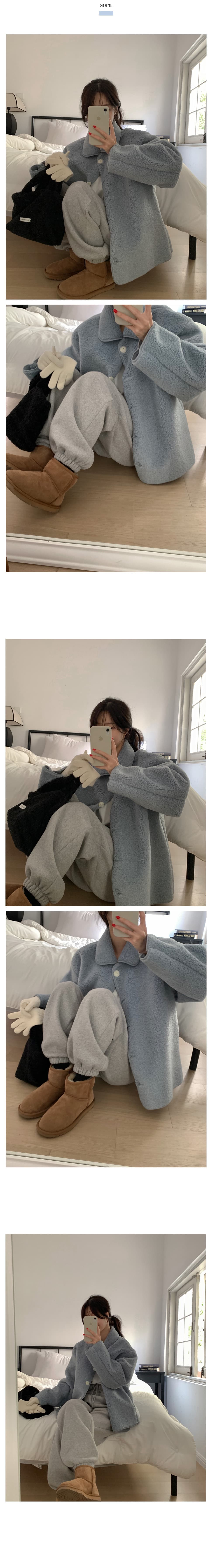 있음 선적 한 부서 클래식 프로필 모양 폴로 칼라 긴팔 루즈핏 양털 플리스 피모 하나 보온 재킷 상세 이미지 10