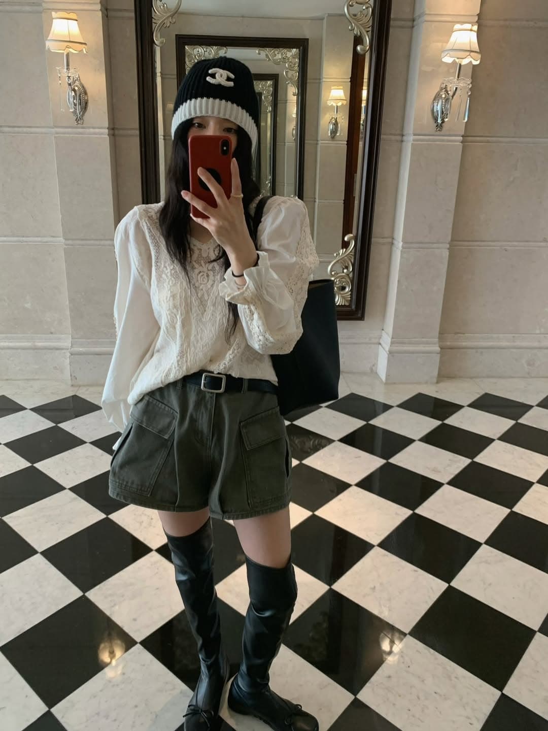있음 밖으로 한 부서 레트로 레이스 훅 제직 패치워크 V넥 홀로우 아웃 거품 소매 맨위 상세 이미지 20