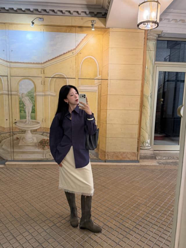 있음 선적 한 부서 분위기 센스 벨벳 패치워크 레이스 미니멀리즘 반신 스커트 허리밴드 상세 이미지 19