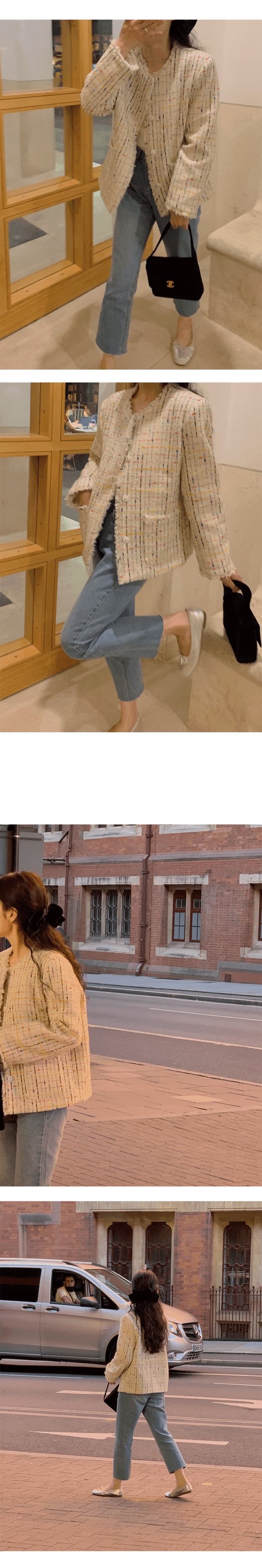 있음 선적 한 부서 품격 반드시 측면 라운드 넥 긴팔 작은 샤넬 스타일 재킷 상세 이미지 7