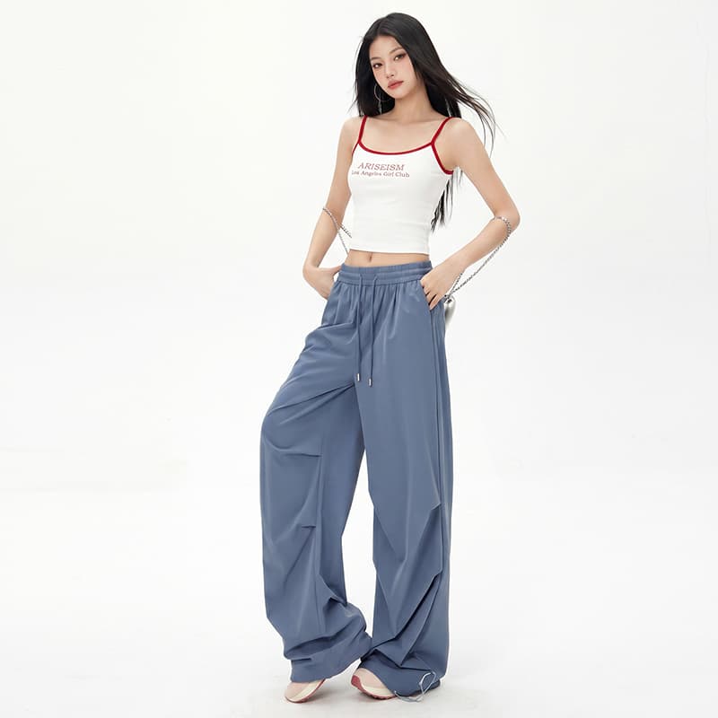 실사 아메리칸 레트로 루즈핏 워크웨어 우산 바지 여성 넓은 다리 바닥 청소 hiphop 재즈 스트리트 댄스 긴 바지 도루 센스 느긋한 이미지 3
