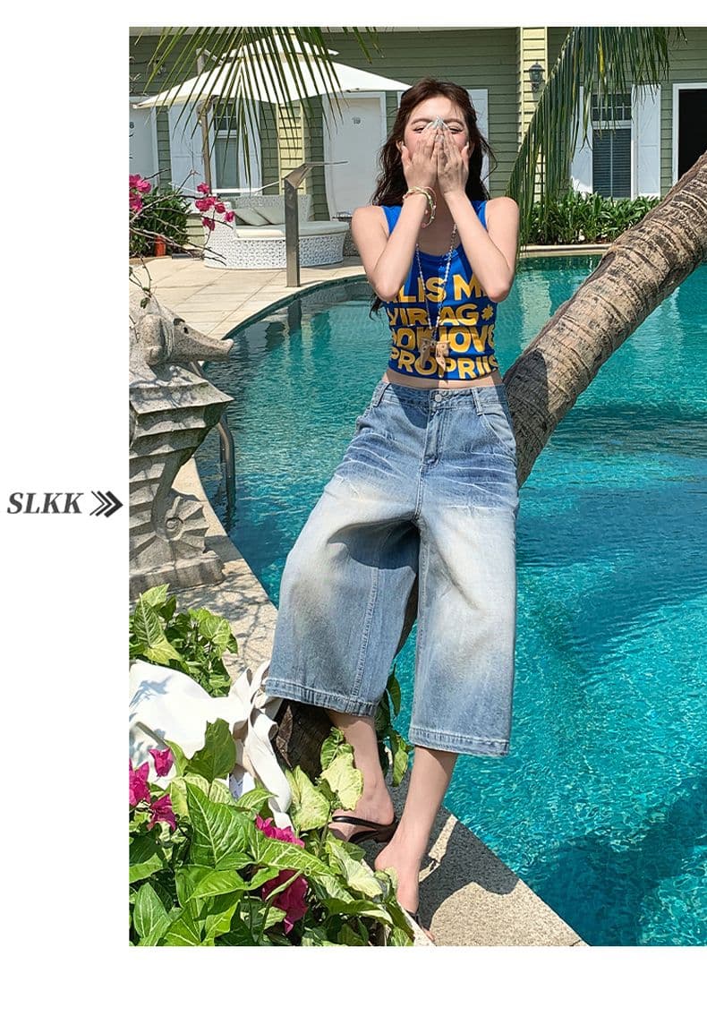 실사 여름 신제품 쉬운 거리 센스 편안함 가이드 여름 종류 상쾌 7 점 바지 청바지 여성 상세 이미지 7