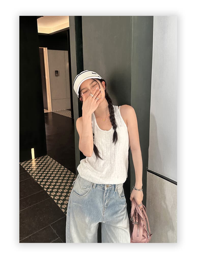 실사 아메리칸 레트로 하이웨이스트 루즈핏 와이드 레그 팬츠 이후 부서 버클 디자인 센스 수 있습니다. 조정 모통이 칼 바지 청바지 여성 상세 이미지 21