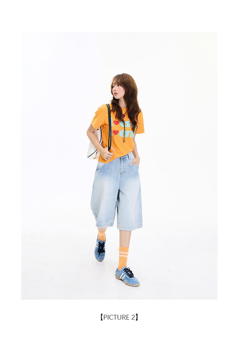 실사 아메리칸 레트로 루즈핏 와이드 레그 팬츠 다용도 외국 가스 이후 부서 버클 디자인 센스 7부 바지 청바지 여성 새로운 상세 이미지 6