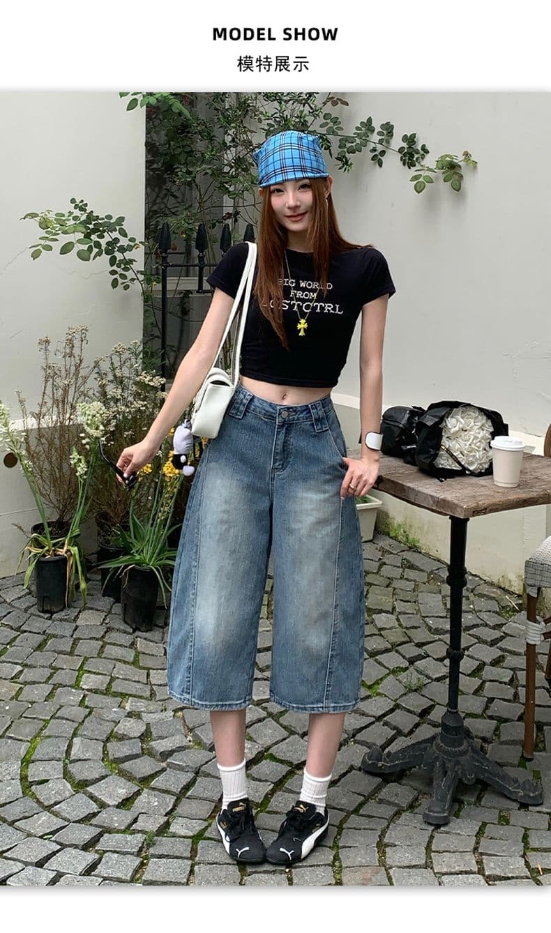 실사 여름 신제품 인기 트렌드 세련된 느슨함 싱글 제품 대나무 마디 원단 모통이 칼 7부 바지 여성 상세 이미지 5