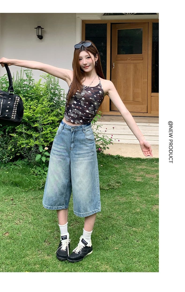 실사 여름 신제품 한 부서 쉬운 다용도 트렌드 사냥꾼 상쾌 센스 밝은색 데님 바지 상세 이미지 8