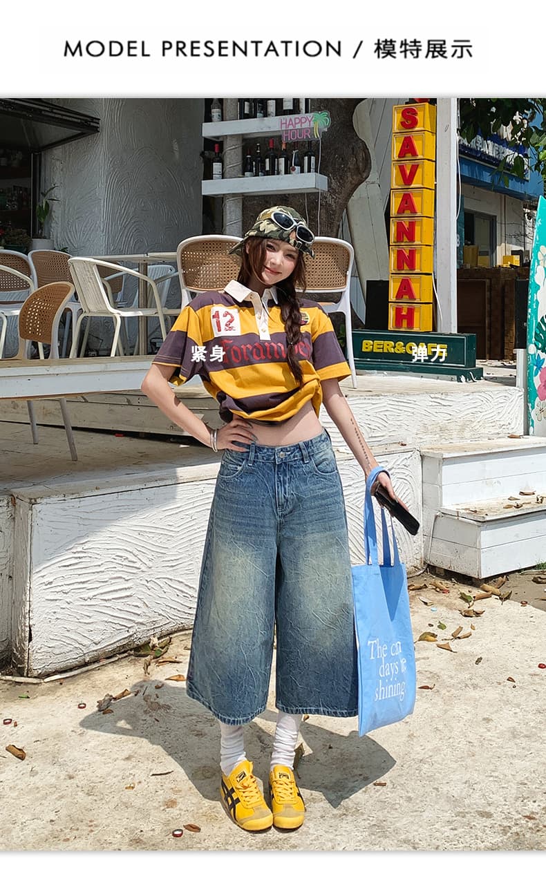 실사 아메리칸 레트로 7 점 청바지 여성 2026 여름 새로운 하이웨이스트 루즈핏 슬림해 보이는 캐주얼 넓은 다리 바지 상세 이미지 9