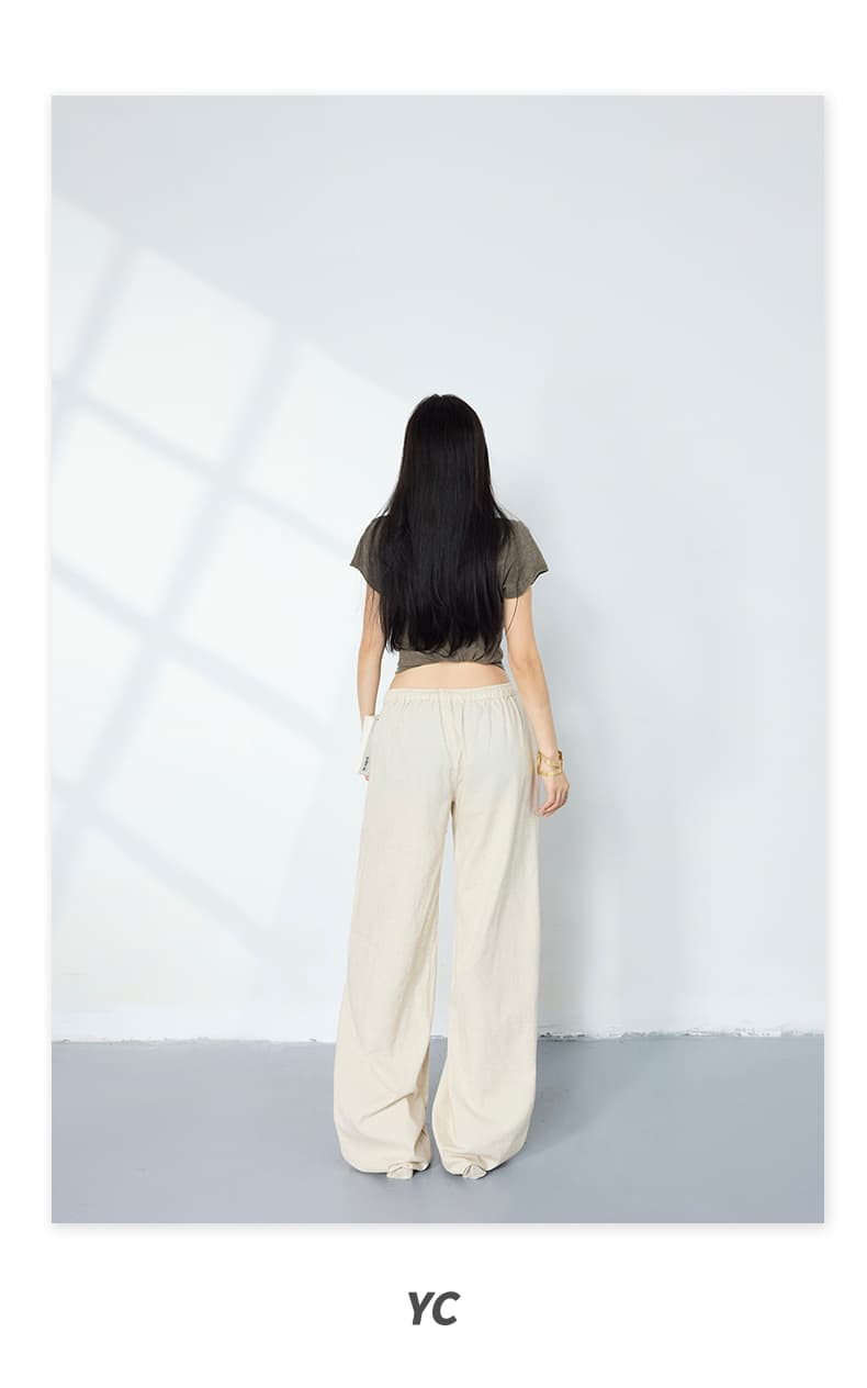 실사 복잡한 오래된 돈 바람 고대 펌프 로프 허리밴드 루즈핏 와이드 레그 팬츠 다용도 슬림해 보이는 아마 스트레이트 캐주얼 바지 여성 상세 이미지 16