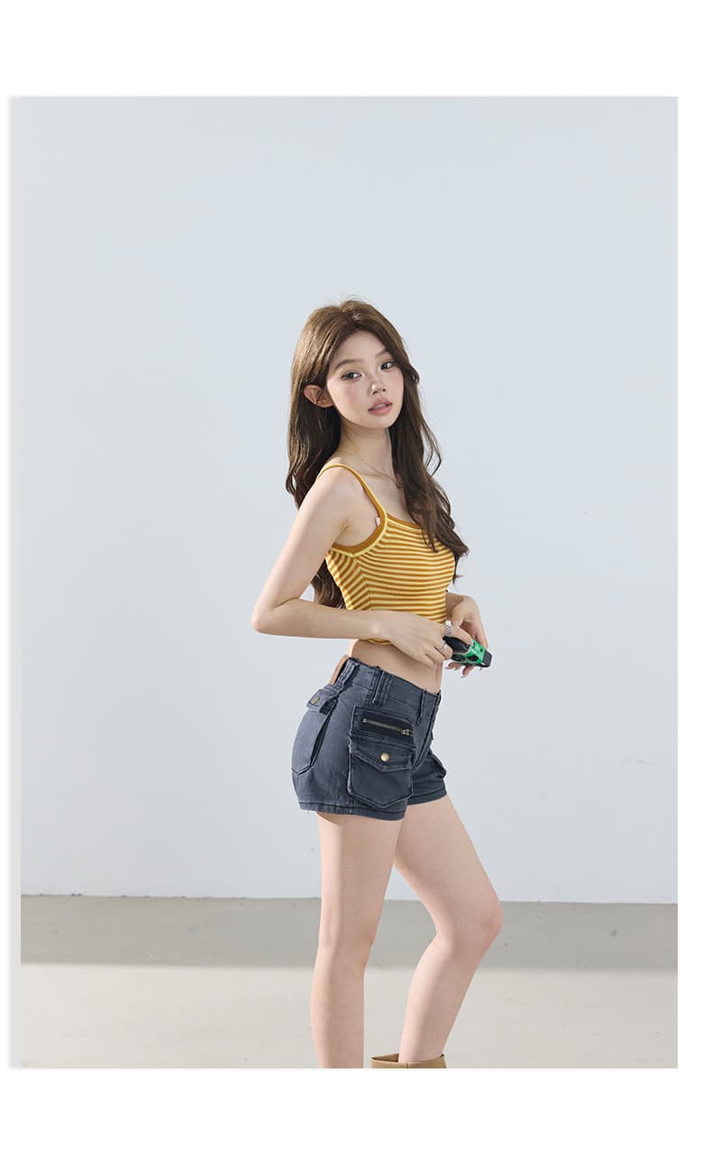 실사 아메리칸 레트로 로우 웨이스트 핫걸 워크웨어 반바지 여름 기타 주머니 슬림해 보이는 타이트 스커트 핫 바지 청바지 여성 상세 이미지 14