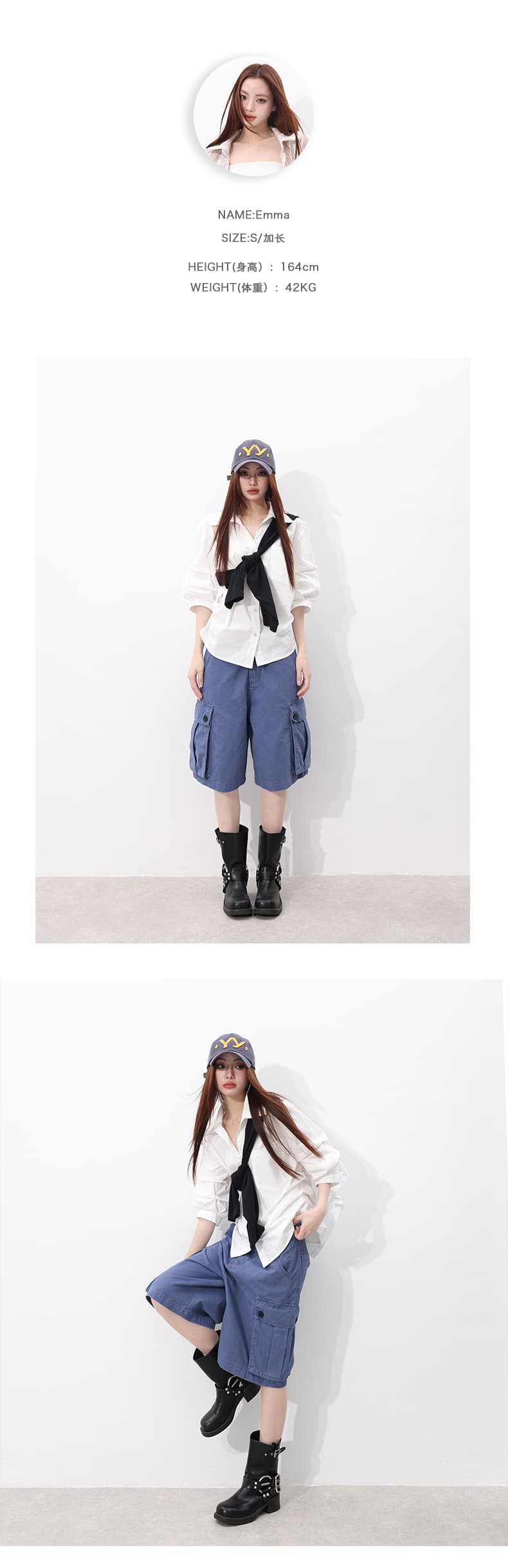 실사 자유 인생 센스 outfit 품격 다용도 싱글 제품 느슨함 법 일 블루 워크웨어 바지 상세 이미지 5