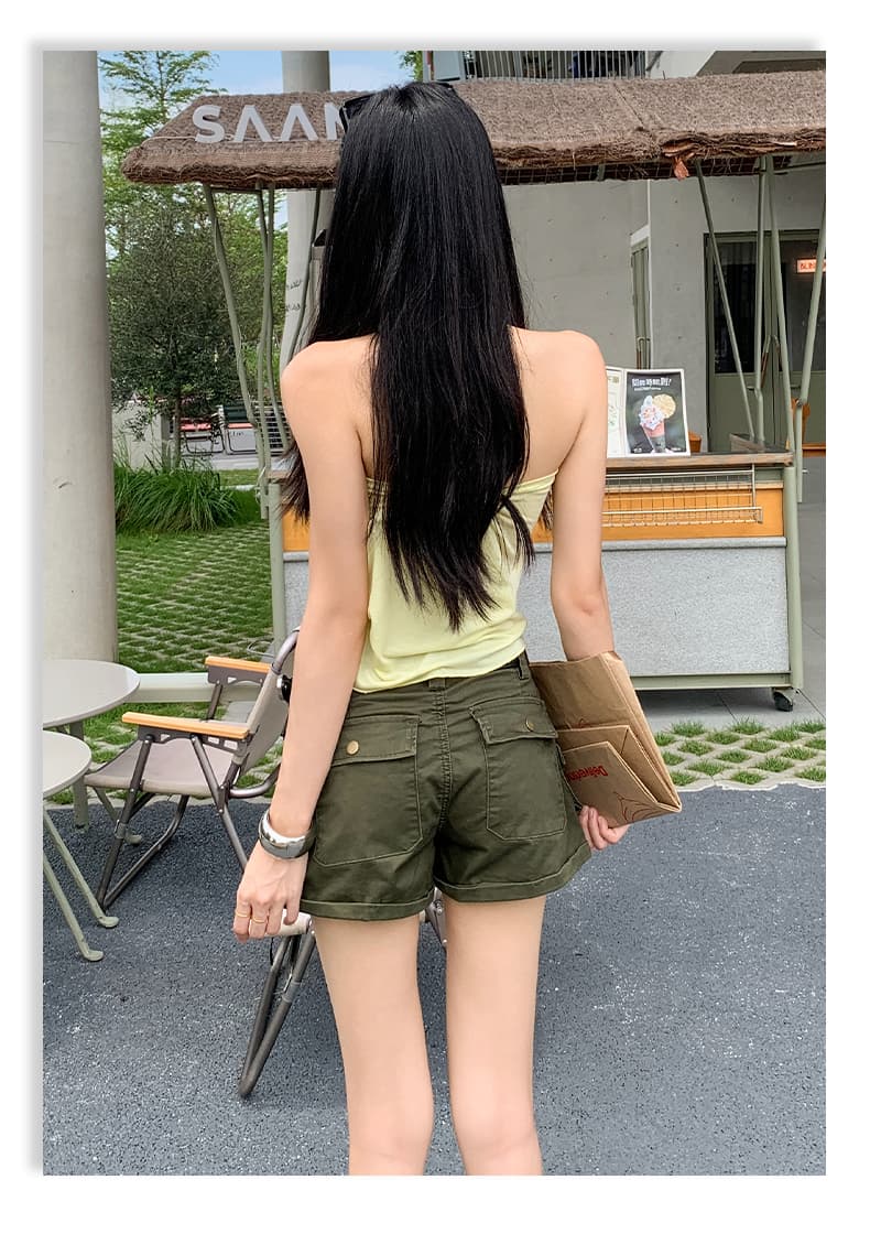 실사 아메리칸 핫걸 레트로 마 오래된 로우 웨이스트 워크웨어 데님 반바지 여성 상세 이미지 20