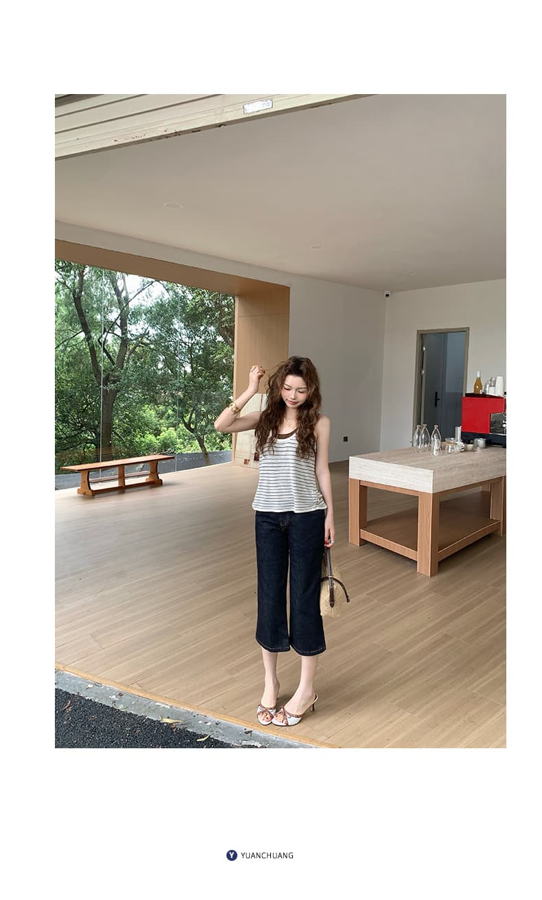 실사 아메리칸 레트로 로우 웨이스트 나팔 바지 몸매 가꾸기 슬림해 보이는 다용도 7부 바지 여름 새로운 부츠컷 청바지 여성 상세 이미지 11