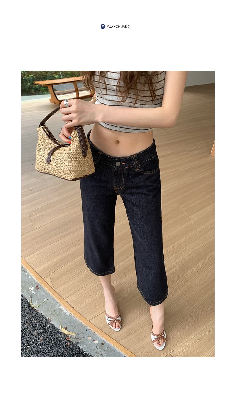 실사 아메리칸 레트로 로우 웨이스트 나팔 바지 몸매 가꾸기 슬림해 보이는 다용도 7부 바지 여름 새로운 부츠컷 청바지 여성 상세 이미지 15