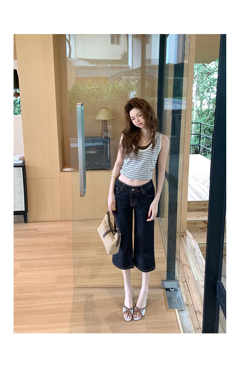 실사 아메리칸 레트로 로우 웨이스트 나팔 바지 몸매 가꾸기 슬림해 보이는 다용도 7부 바지 여름 새로운 부츠컷 청바지 여성 상세 이미지 19