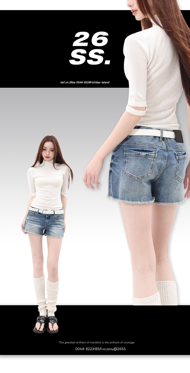 실사 여름 신제품 스트레이트 세련된 반바지 3d 엠보싱 무늬 느슨함 질감 바다 짠 맛 데님 상세 이미지 1