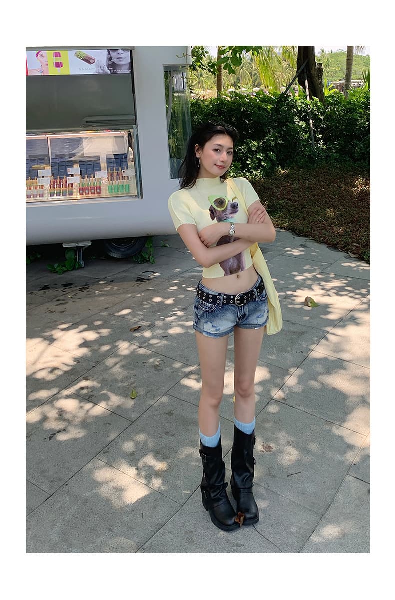 실사 푸켓 26 년 여름 새로운 아메리칸 레트로 로우 웨이스트 마오 못 주머니 핫 바지 데님 반바지 여성 상세 이미지 13