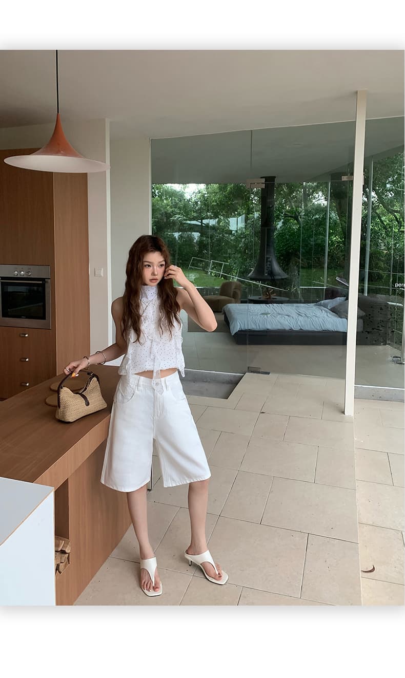 실사 아메리칸 레트로 루즈핏 넓은 다리 오부 바지 다용도 이후 조정 버클 디자인 여름 새로운 청바지 여성 상세 이미지 12