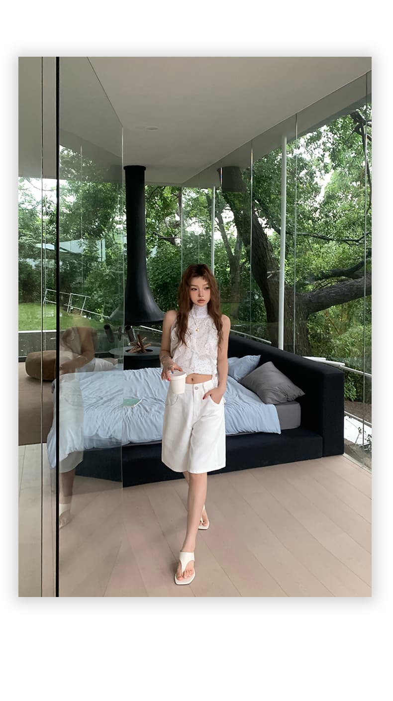 실사 아메리칸 레트로 루즈핏 넓은 다리 오부 바지 다용도 이후 조정 버클 디자인 여름 새로운 청바지 여성 상세 이미지 22