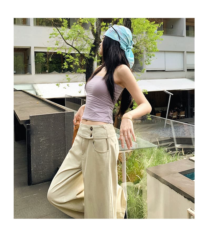 실사 아메리칸 레트로 더블 버클 허리 머리 표지 넓적 다리 캐주얼 루즈핏 넓은 다리 청바지 여성 상세 이미지 16