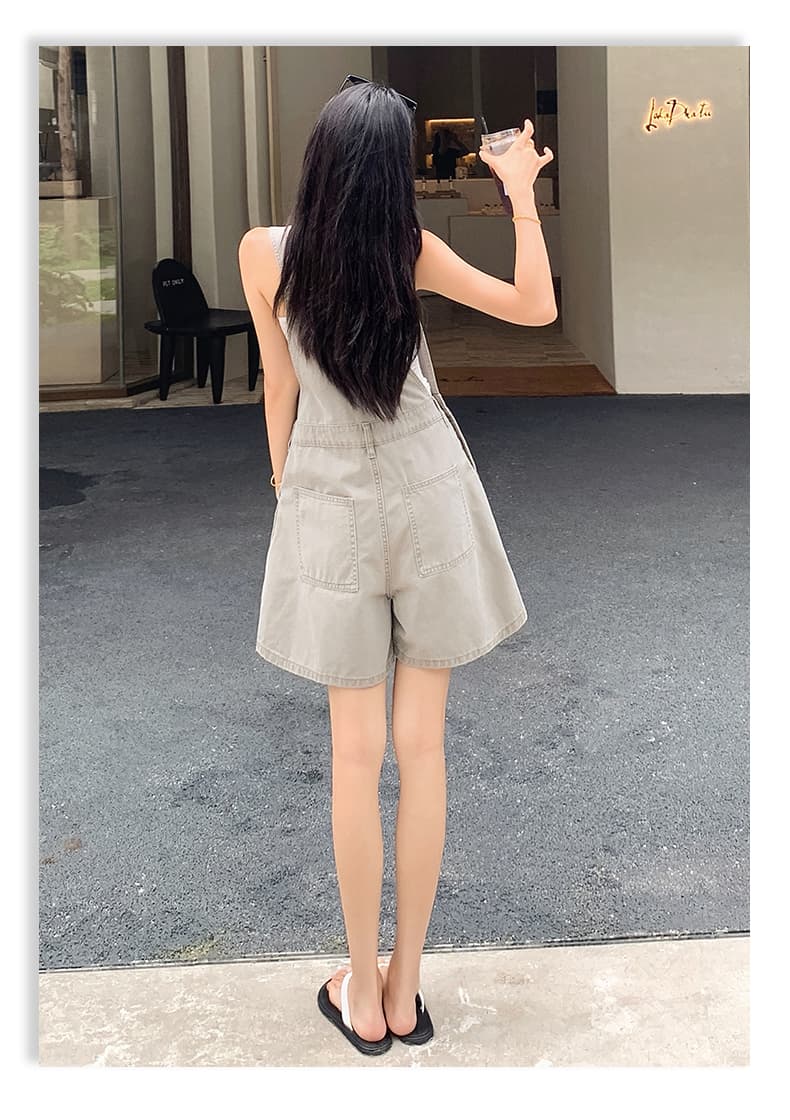 실사 아메리칸 레트로 외국 가스 연령 감소 루즈핏 데님 멜빵 반바지 여성 상세 이미지 33