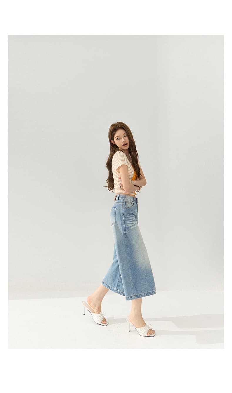 실사 아메리칸 워싱 레트로 루즈핏 하이웨이스트 루즈핏 7부 바지 다용도 봄 여름 고양이 곡물 스트레이트 청바지 여성 상세 이미지 18