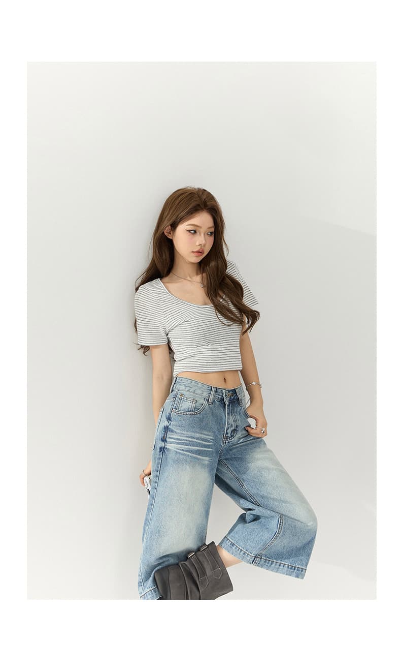 실사 아메리칸 레트로 하이웨이스트 루즈핏 스트레이트 봄 여름 다용도 일곱 백 바지 청바지 여성 2026 새로운 상세 이미지 12