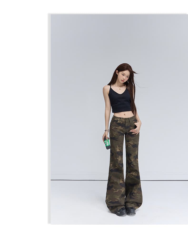실사 4 색 아메리칸 레트로 로우 웨이스트 핫걸 나팔 바지 마이크로 폭탄 다용도 ins 몸매 가꾸기 슬림해 보이는 청바지 여성 상세 이미지 17