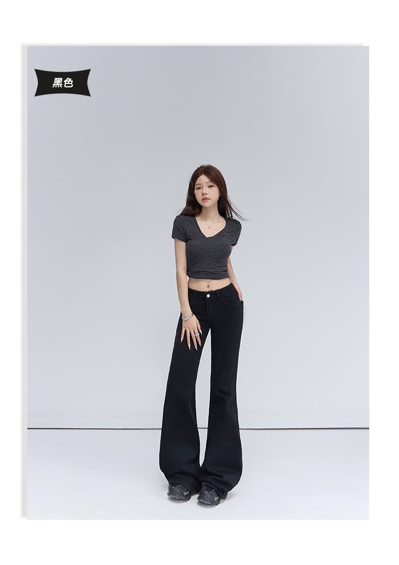 실사 4 색 아메리칸 레트로 로우 웨이스트 핫걸 나팔 바지 마이크로 폭탄 다용도 ins 몸매 가꾸기 슬림해 보이는 청바지 여성 상세 이미지 26