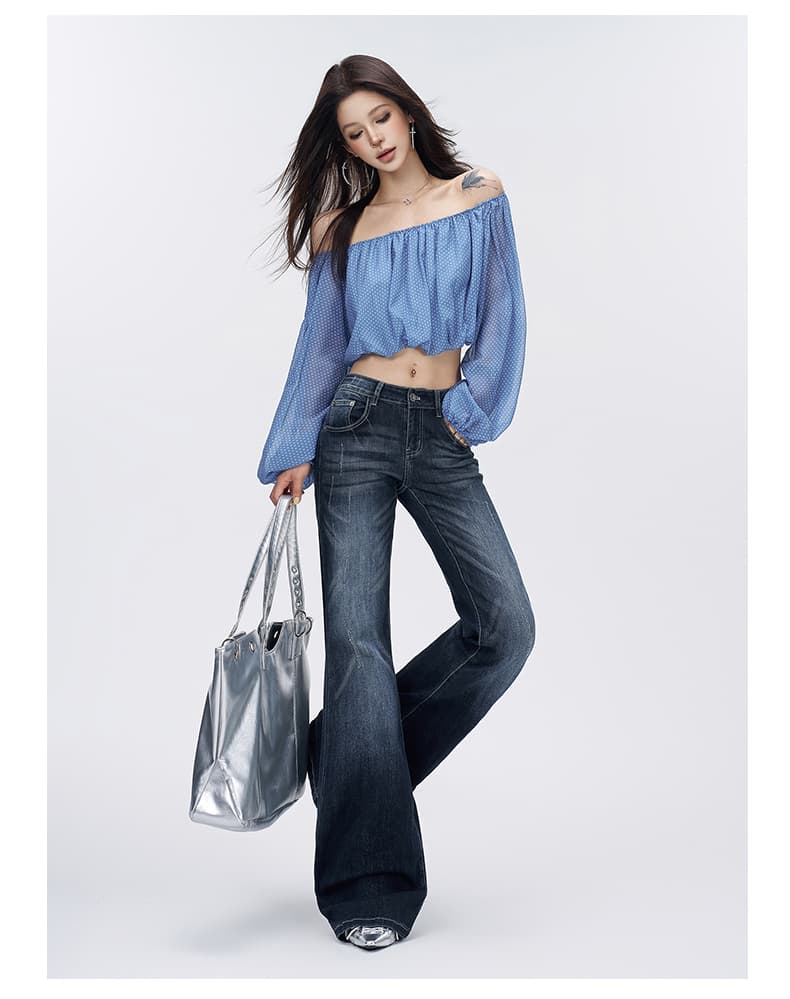 실사 아메리칸 검정색 스트레이트 부츠컷 청바지 여성 2026 가을 겨울 새로운 로우 웨이스트 몸매 가꾸기 슬림해 보이는 호스 슈 바지 상세 이미지 8