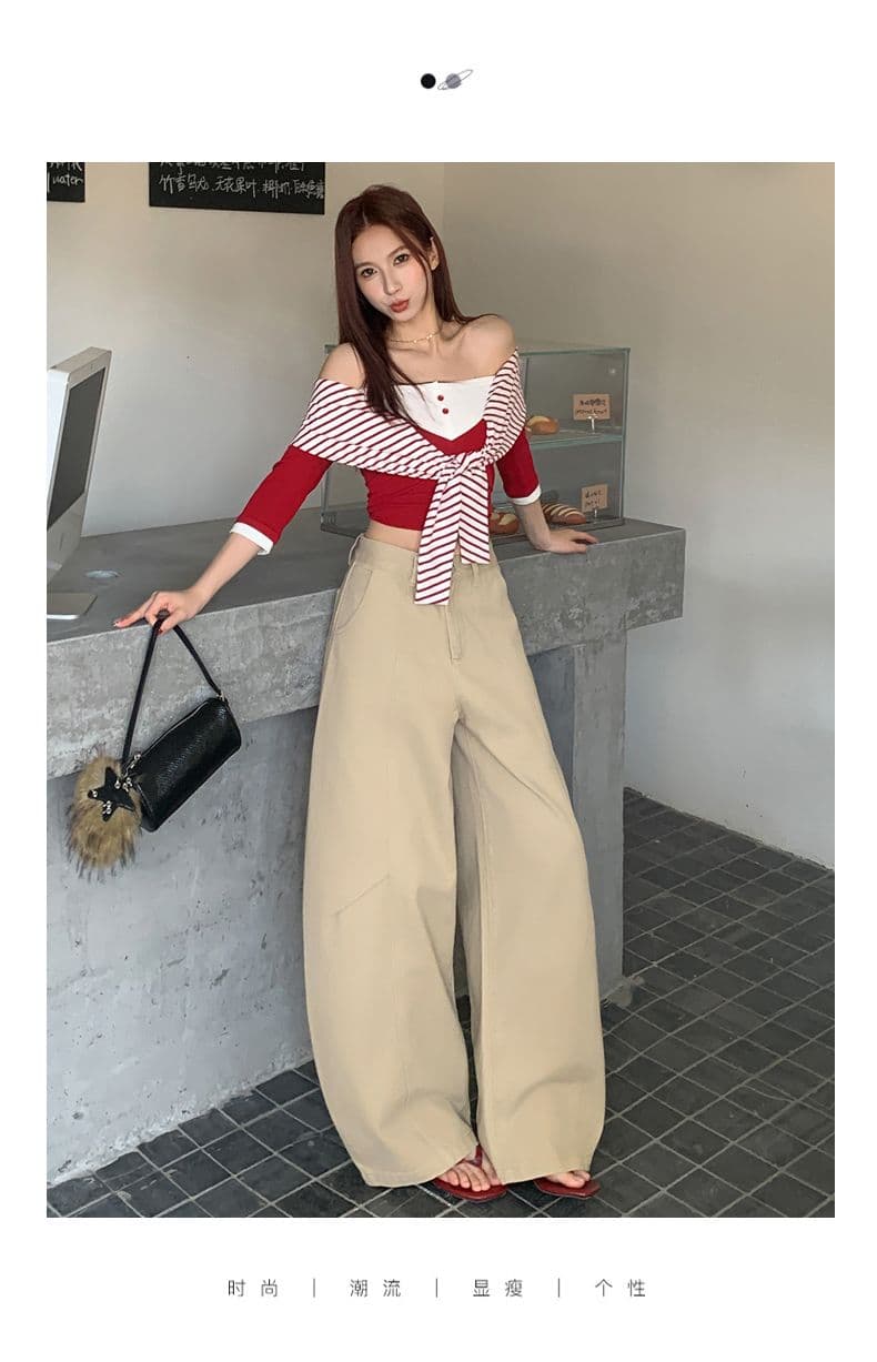 실사 가을 새로운 모통이 칼 바지 여성 청바지 아메리칸 높음 거리 하이웨이스트 루즈핏 넓은 다리 캐주얼 다용도 바닥 청소 바지 상세 이미지 2