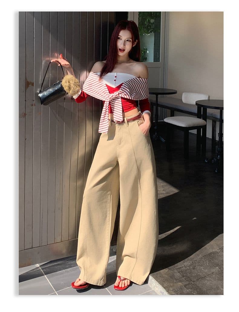 실사 가을 새로운 모통이 칼 바지 여성 청바지 아메리칸 높음 거리 하이웨이스트 루즈핏 넓은 다리 캐주얼 다용도 바닥 청소 바지 상세 이미지 15