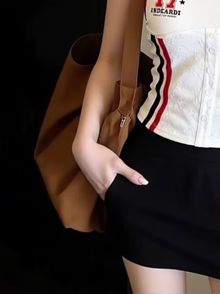 실사 섹시함 달콤한 핫걸 허리 수축 몸매 가꾸기 쇼트 스타일 캐미솔 여름 고유 한 아메리칸 스트라이프 오프숄더 맨위 상세 이미지 4