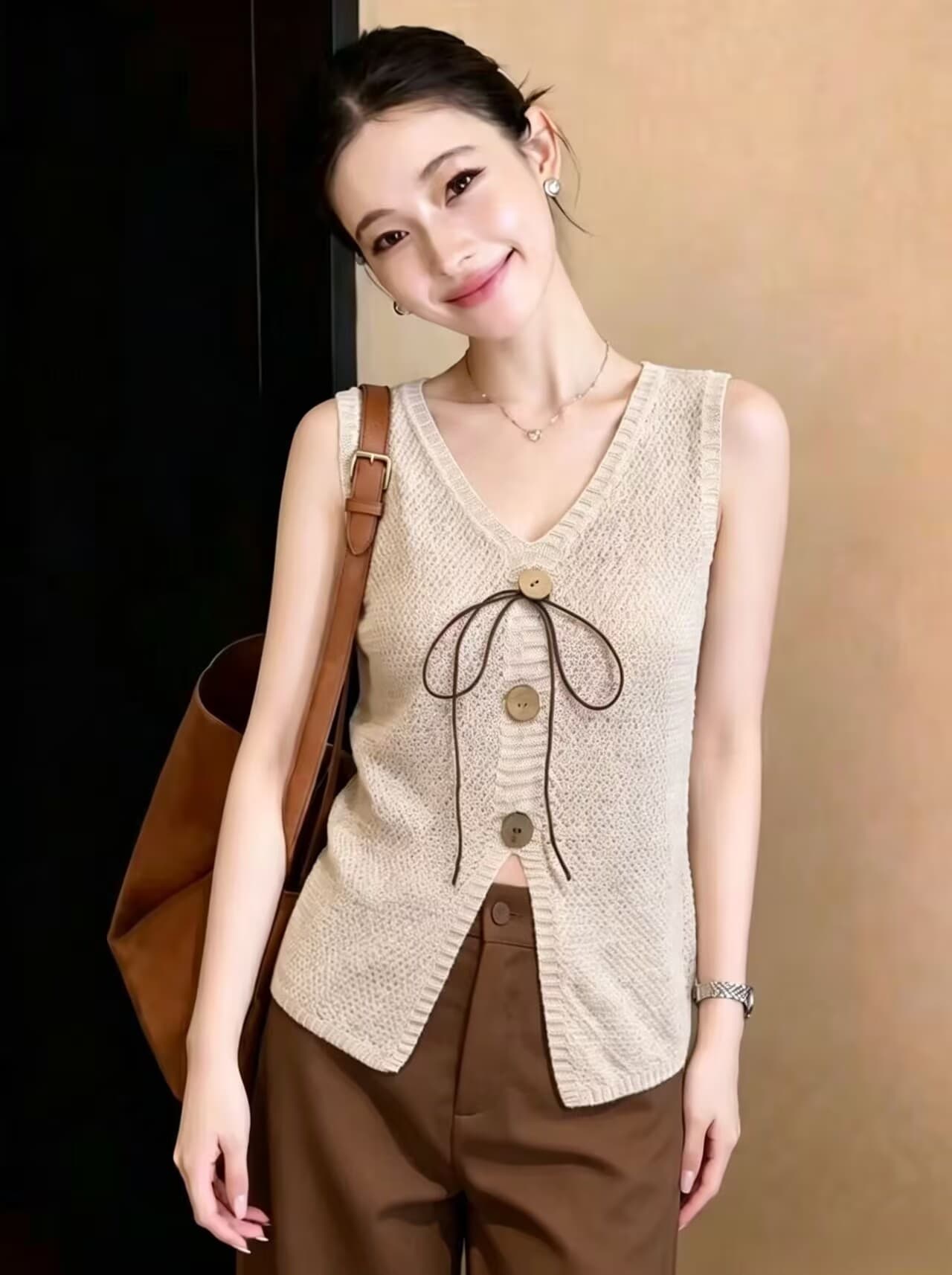 실사 여름 프랑스식 레트로 섹시함 달콤한 핫걸 순수한 조끼 여성 외출용 쇼트 스타일 민소매 고유 한 Chic 맨위 이미지 2