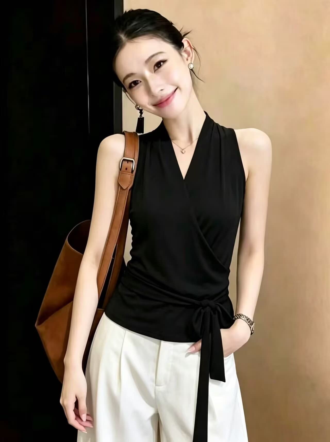 실사 여름 켜기 새로운 폭발 슈퍼 화재 다양한 착용 법 부담하지 마세요. 가져 가라. 한 부서 품격 세련된 디자인 센스 스트랩 조끼 이미지 2