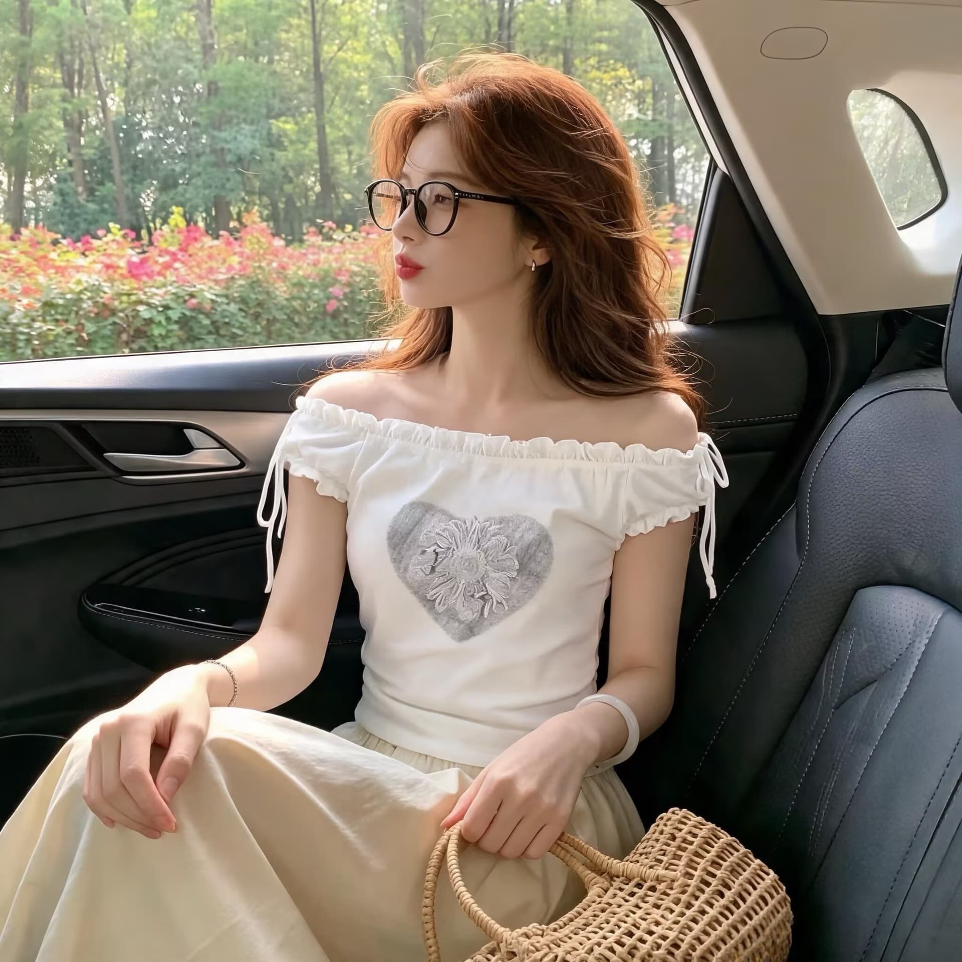 실사 프랑스식 레트로 패치워크 디자인 센스 작은 대중 반팔 티셔츠 여름 새로운 프린트 프릴 맨위 상세 이미지 2