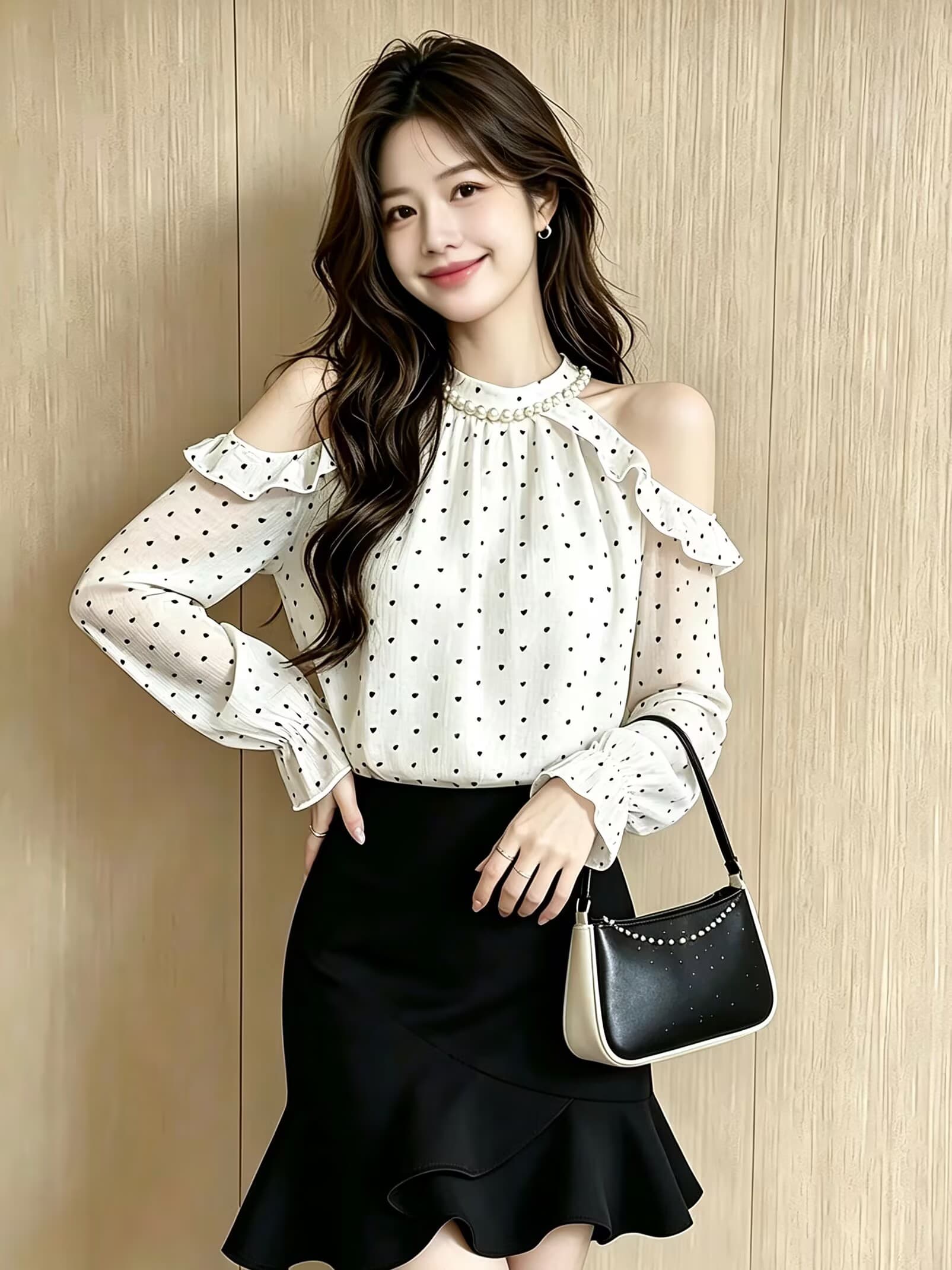 실사 2026 봄 가을 새로운 프랑스식 Chic 순수한 욕망 오프숄더 슬림해 보이는 셔츠 달콤함 긴팔 맨위 이미지 4