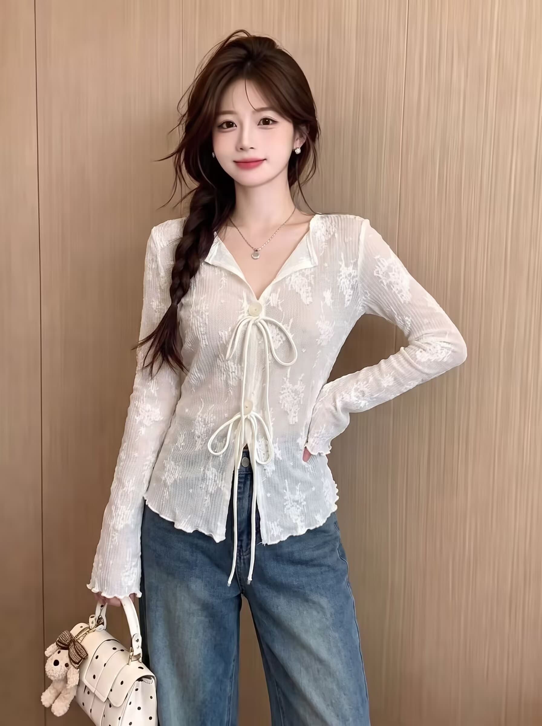 실사 2026 가을 빛 럭셔리 품격 명문 여성 바람 고급 센스 슈퍼 잘 생긴 Chic 고유 한 아름다운 레이스 맨위