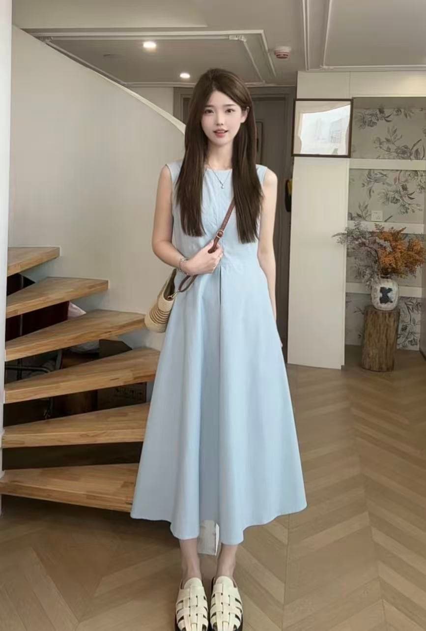 한 부서 이른 봄 품격 민소매 슬림해 보이는 한 마디 핑크색 다용도 드레스 이미지 4