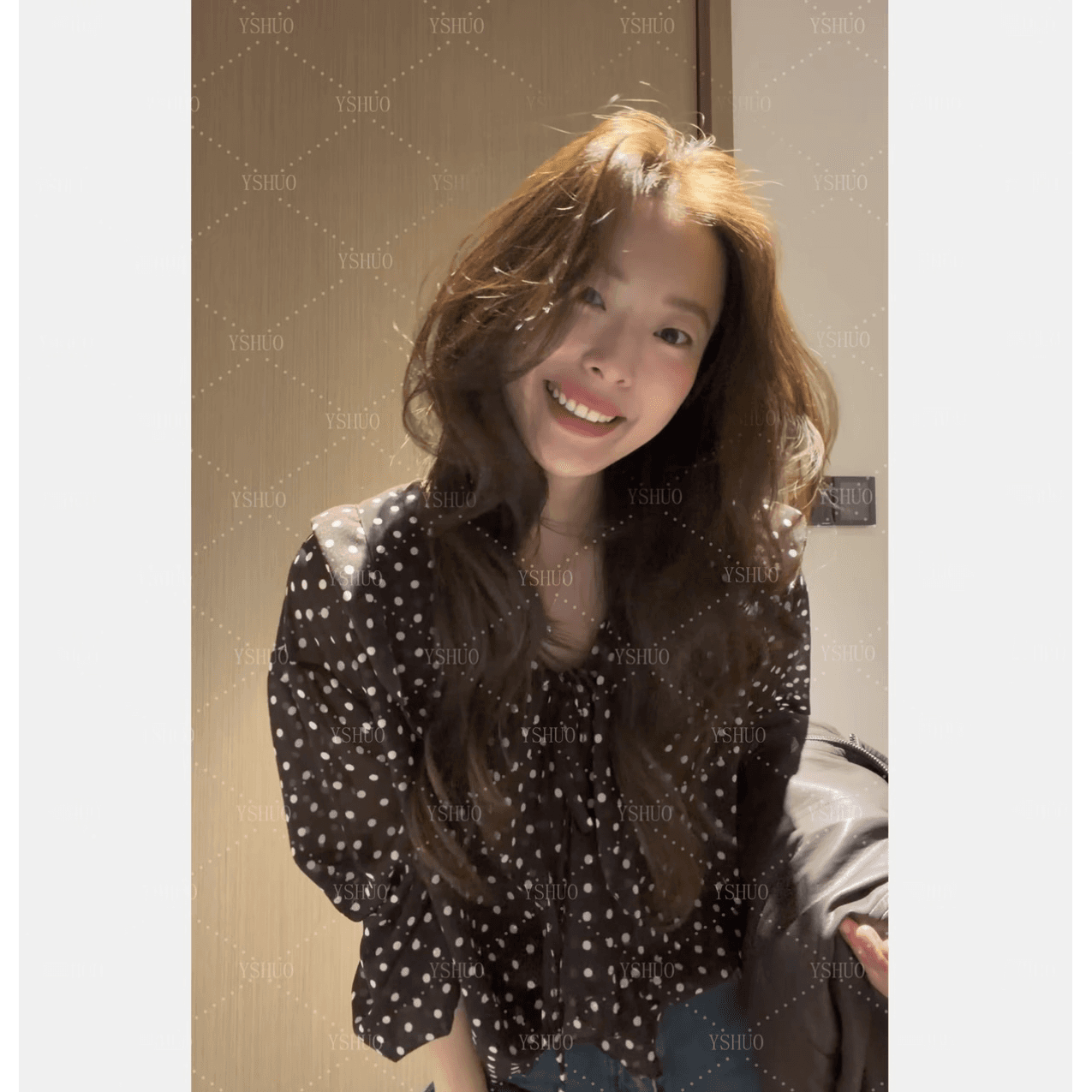 법 남자 하루를 보내다 레트로 레오파드 무늬 도트 무늬 프릴 긴팔 셔츠 V넥 이미지 5