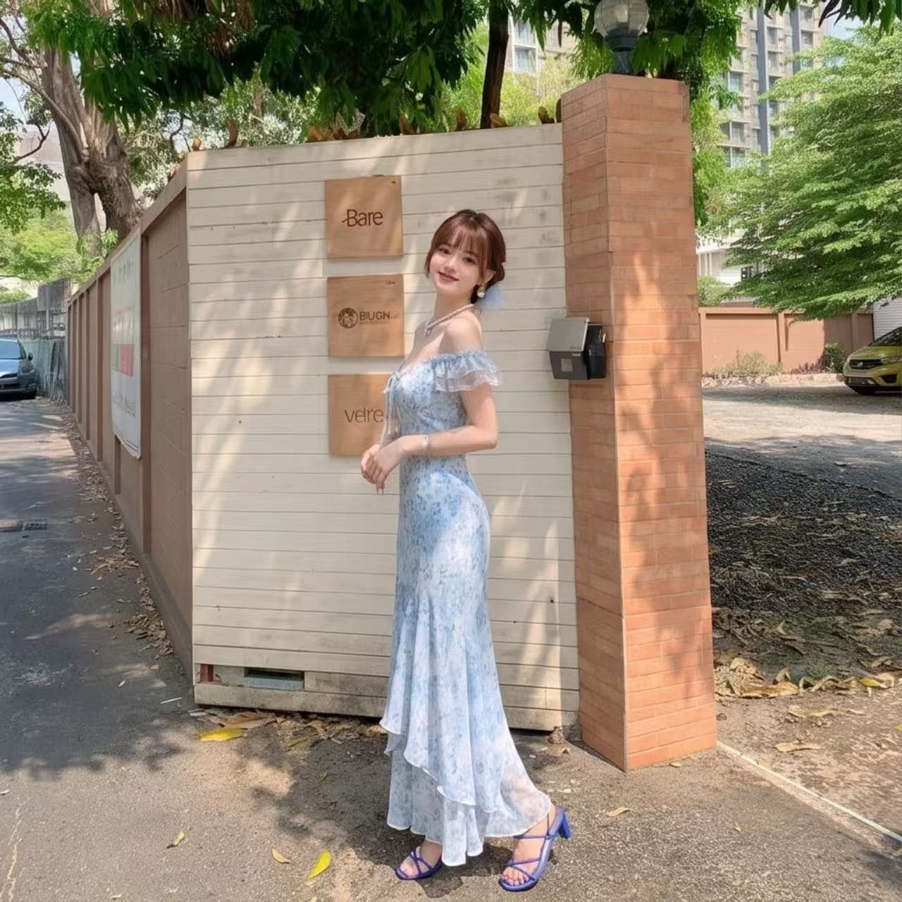 9c 유화 세계 ins 바람 몸매 가꾸기 종류 A라인 스커트 도시 출퇴근 달콤함 프릴 패치워크 드레스