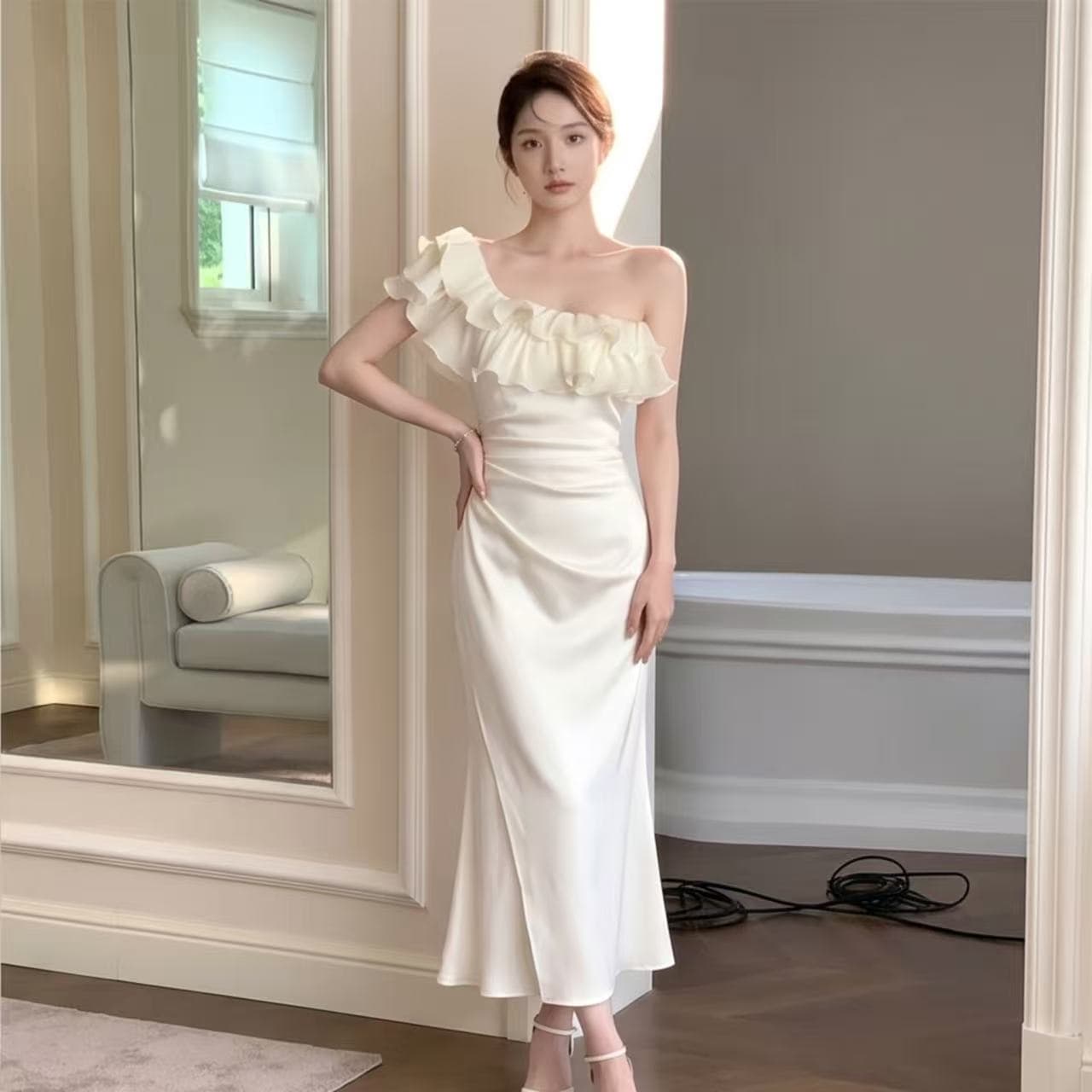 하나부터 순간 호흡 결정하다 순수한 욕망 바람 새틴 인어 꼬리 드레스 하나 치마 기타 착용 고급 늦게 행사 롱 스커트 상세 이미지 5