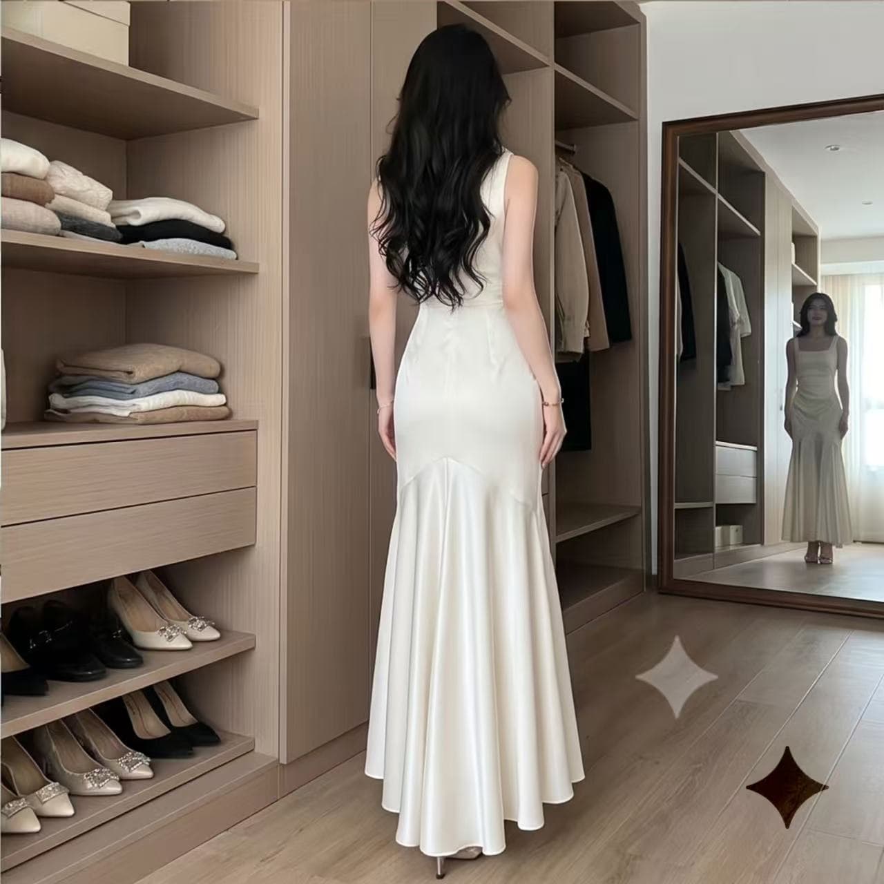 하나부터 순간 무한한 빛 럭셔리 우아함 화이트 행침 벨트 측면 칼라 여성 드레스 여름 라이센스 졸업 생일 치마 상세 이미지 5