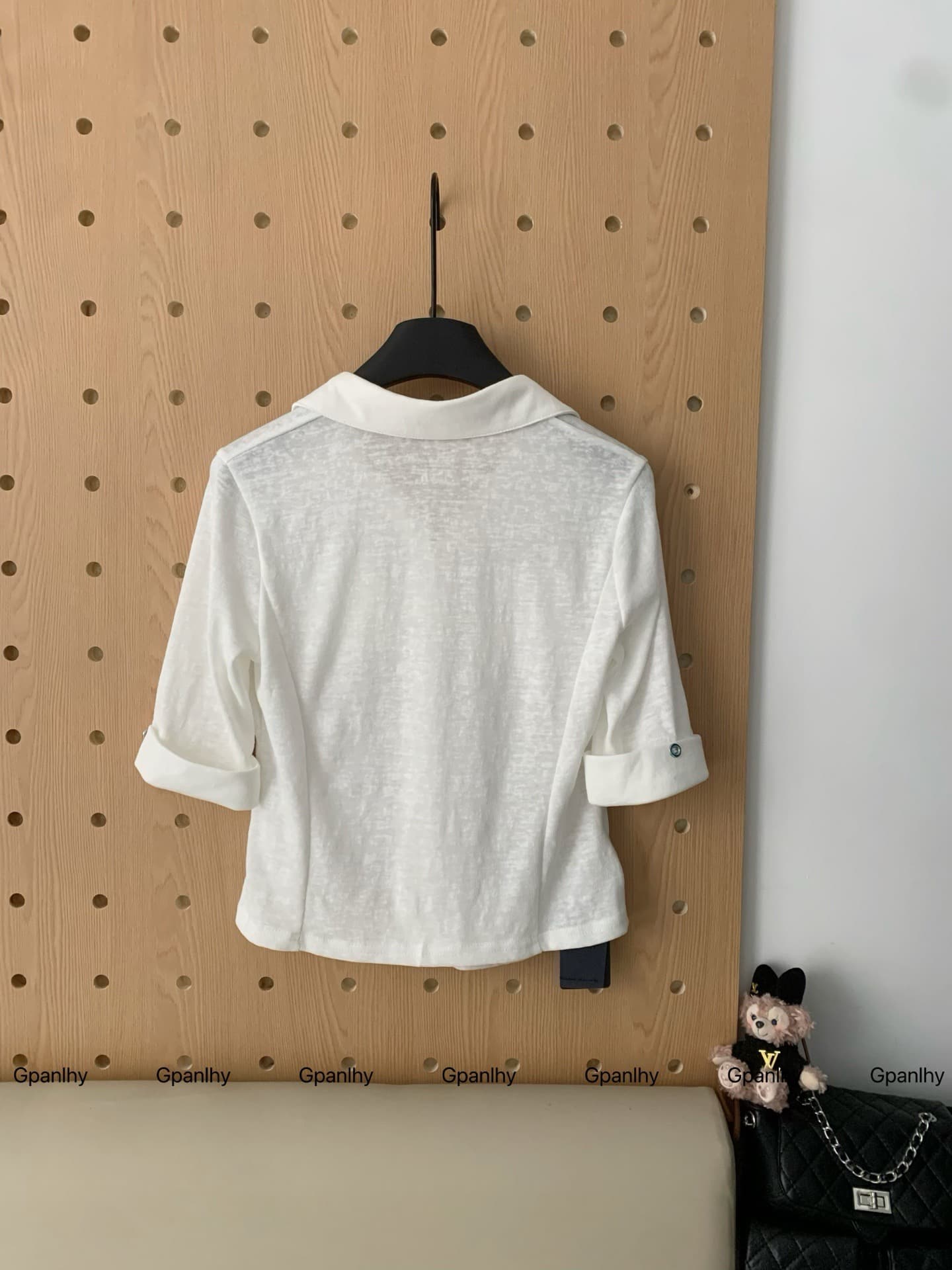 yolo shop 핫걸 주간 접시 니트 반팔 신축성 워크웨어 여성 셔츠 화이트 POLO 칼라 다용도 맨위 상세 이미지 5