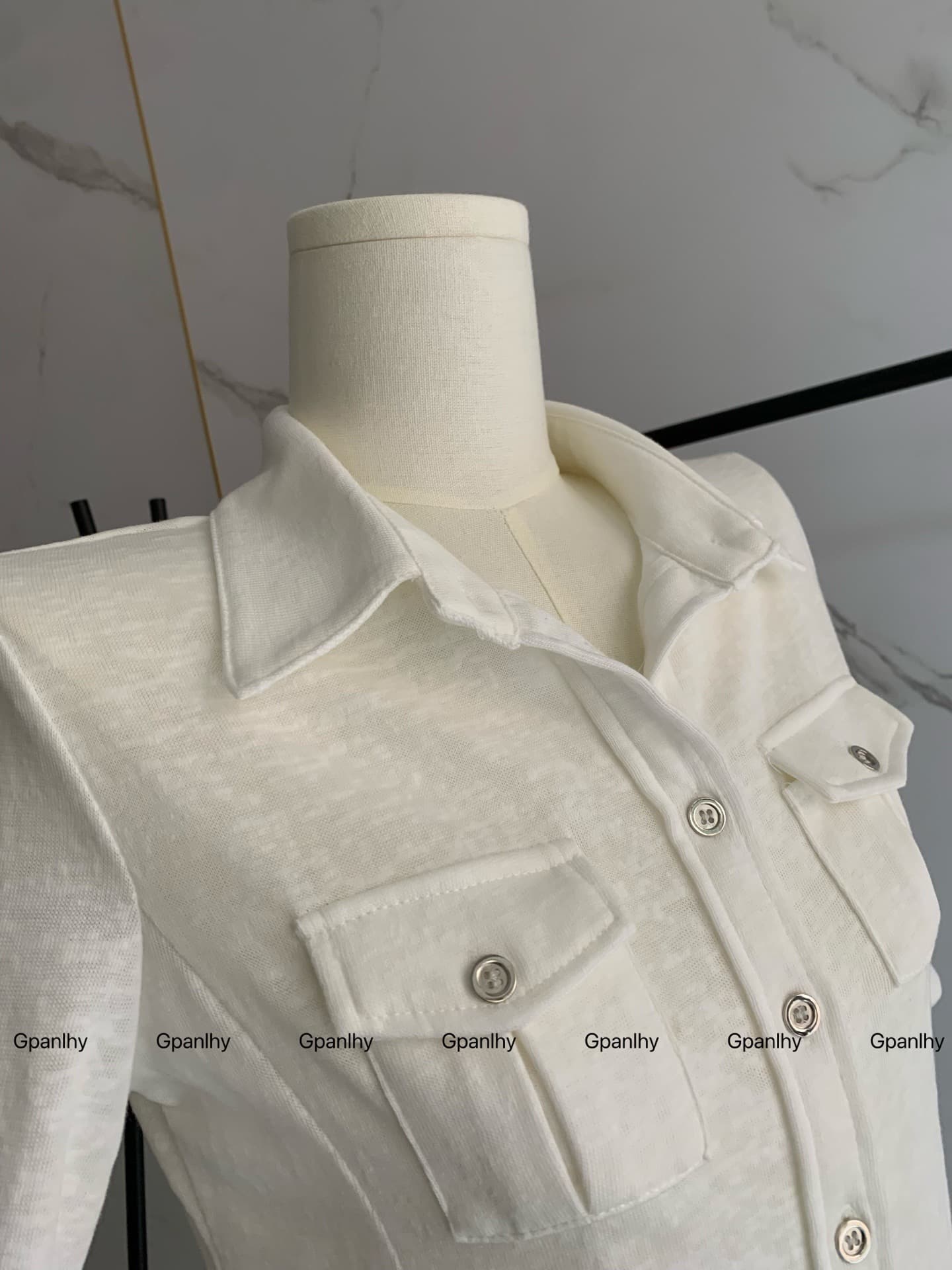 yolo shop 핫걸 주간 접시 니트 반팔 신축성 워크웨어 여성 셔츠 화이트 POLO 칼라 다용도 맨위 상세 이미지 9