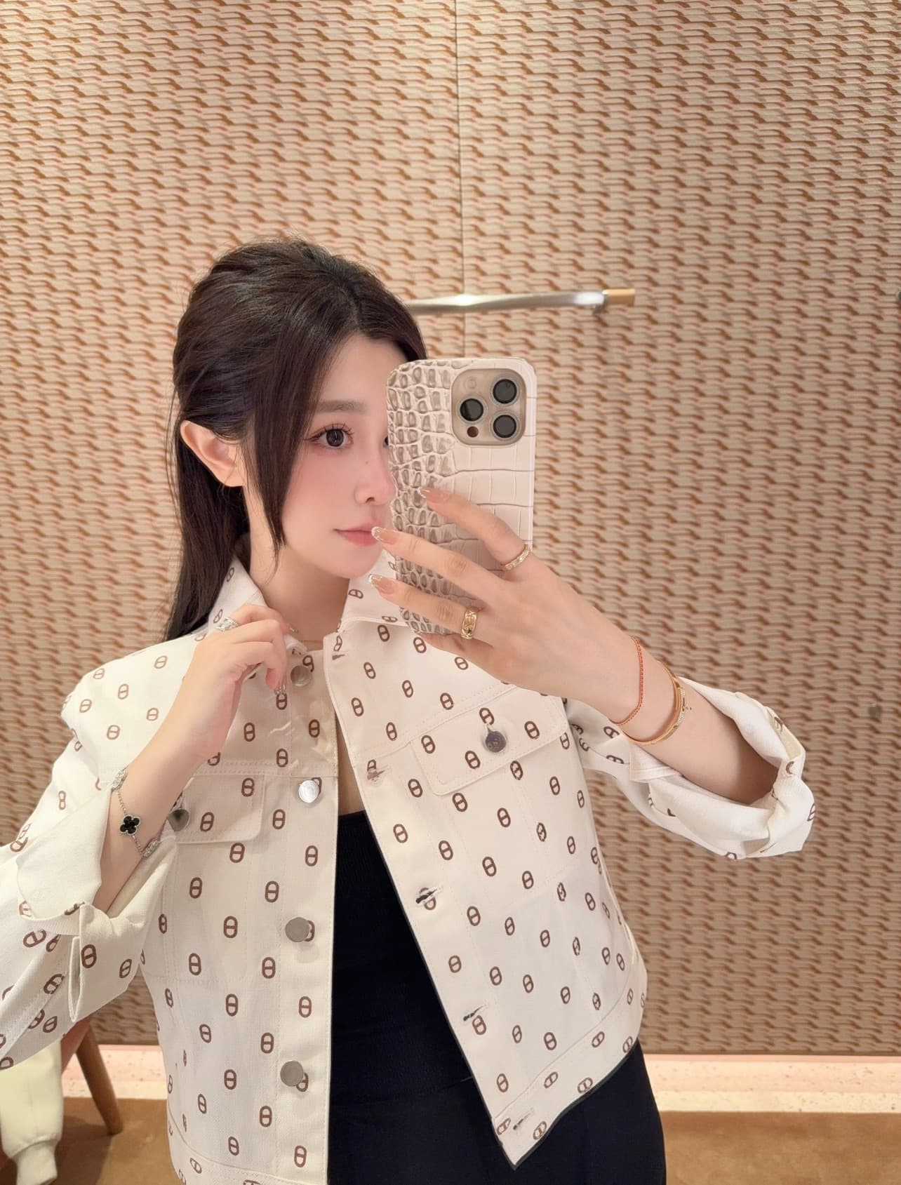 봄 여름 얇은 스타일 프랑스식 작은 샤넬 스타일 디자인 센스 작은 대중 다용도 캐주얼 긴팔 화이트 데님 재킷 여성 코트 상세 이미지 1