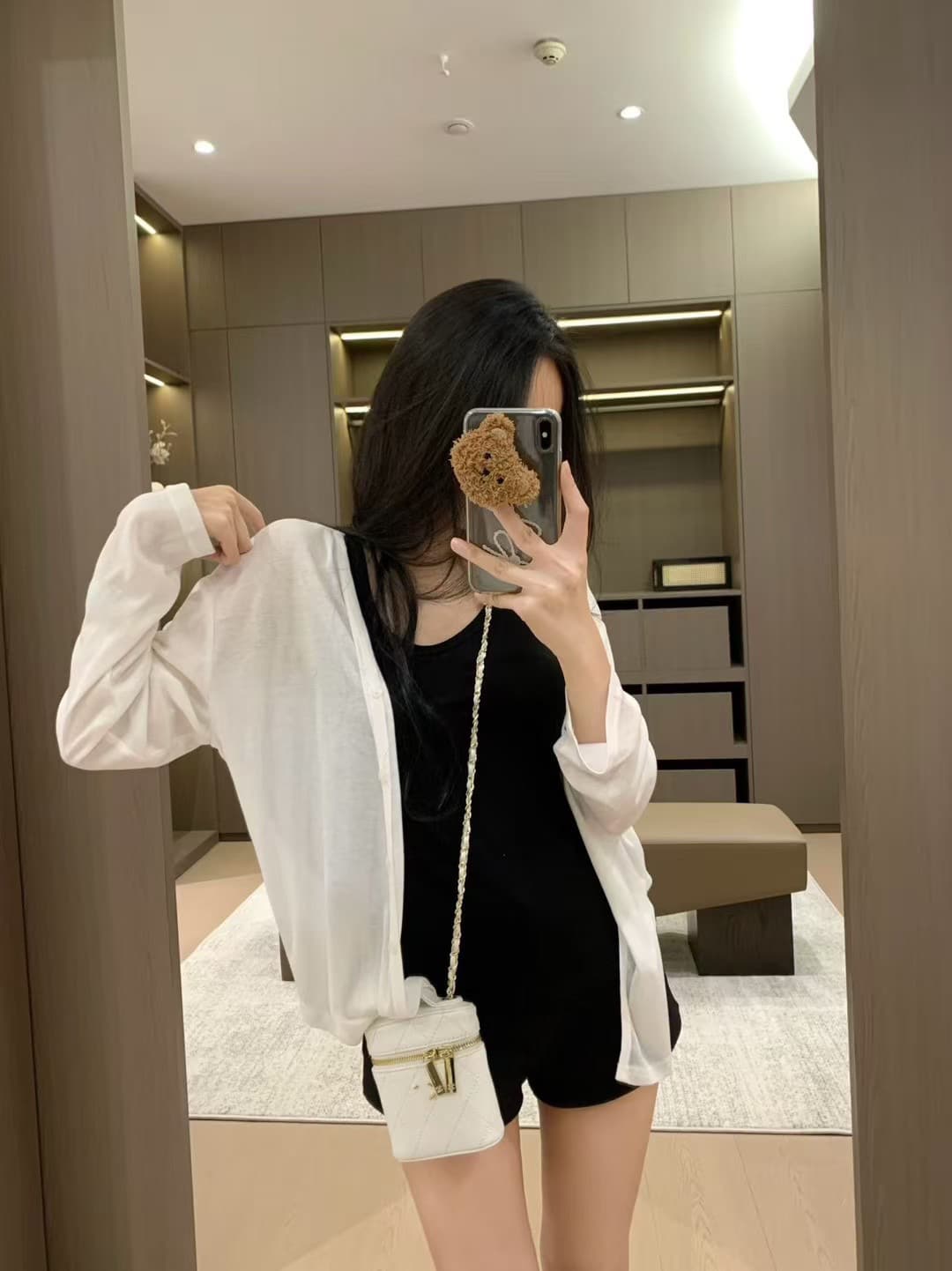 du.gpanlhy 청 포 멜로 차가운 안개 코튼 부드러운 그냥 필요 차가운 센스 기초 조끼 오픈 가디건 투피스 세트 이미지 2